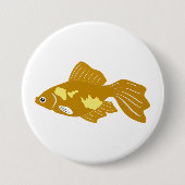 Golden Guppy Fish Schattigee tropische aquariumvis Ronde Button 7,6 Cm (Voorkant)