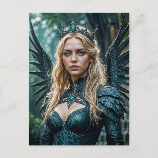 Golden-Haired Angel with black Wings Briefkaart (Voorkant)