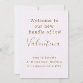 Golden Hallo Welcome Photo Baby Birth Aankondiging (Achterkant)