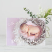 Golden Hallo Welcome Photo Baby Birth Announement Aankondiging (Staand voorkant)