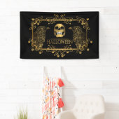 Golden Halloween Skull Ravens Spandoek (Insitu)