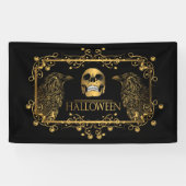 Golden Halloween Skull Ravens Spandoek (Horizontaal)