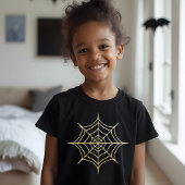 Golden Halloween Spiderweb Design & Back Monogram Tri-Blend Shirt