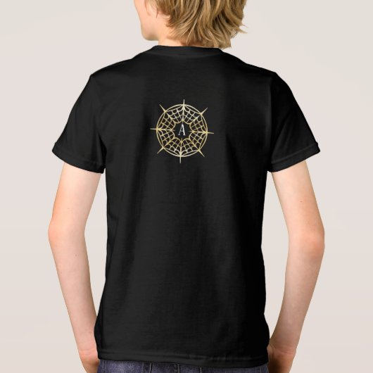 Golden Halloween Spiderweb Design & Back Monogram Tri-Blend Shirt (Achterkant)