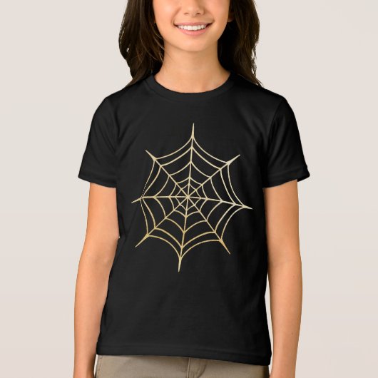 Golden Halloween Spiderweb Design & Back Monogram Tri-Blend Shirt (Voorkant)