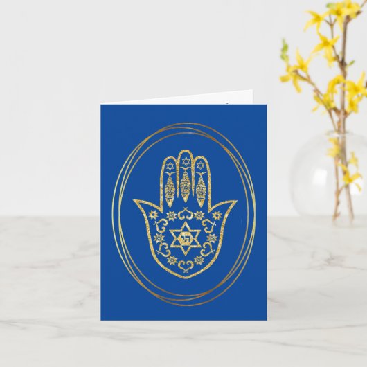 Golden Hamsa Chrismukkah Card Kaart (Gele Bloem)
