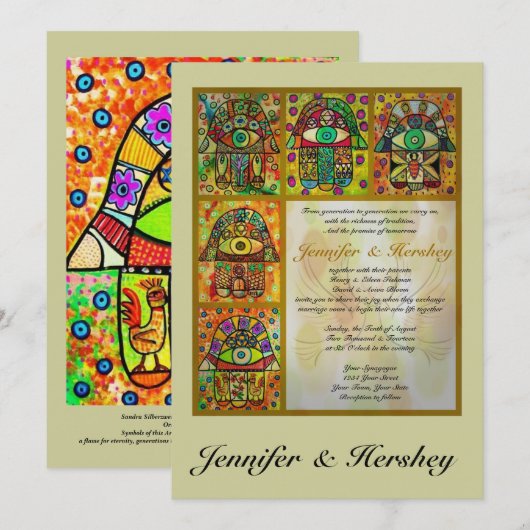 Golden Hamsa & Doves of Peace Weddenschap Kaart (Voorkant / Achterkant)