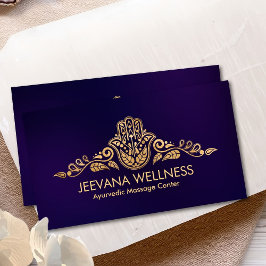 Golden Hamsa Hand Paisley Ornament Visitekaartje