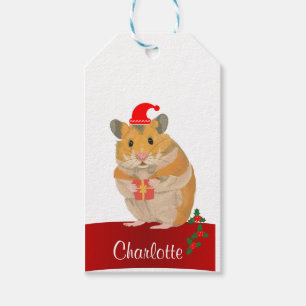 Golden Hamster Kerstmis Cadeaulabel
