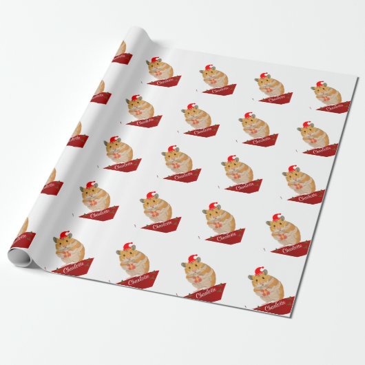 Golden Hamster Kerstmis Cadeaupapier (Uitgerold)