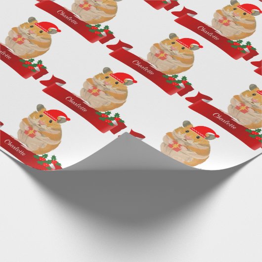 Golden Hamster Kerstmis Cadeaupapier (Hoek)