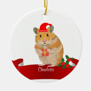 Golden Hamster Kerstmis Keramisch Ornament