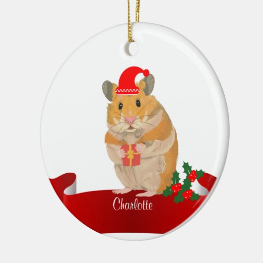 Golden Hamster Kerstmis Keramisch Ornament (Links)