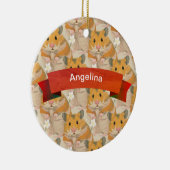 Golden Hamster Pattern gepersonaliseerd Keramisch Ornament (Rechts)