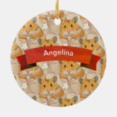 Golden Hamster Pattern gepersonaliseerd Keramisch Ornament (Achterkant)
