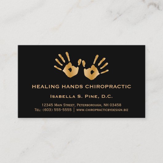 Golden Hand Prints Kantoor Hours Chiropractor Visitekaartje (Voorkant)