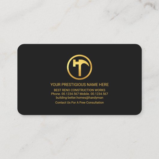 Golden Handyman Construction Tools Visitekaartje (Achterkant)