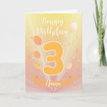 Golden Happy 3rd birthday Kaart<br><div class="desc">A gold happy birthday design made for an 3 year old.</div>