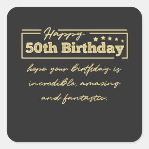 Golden Happy 50th Birthday wensen Vierkante Sticker