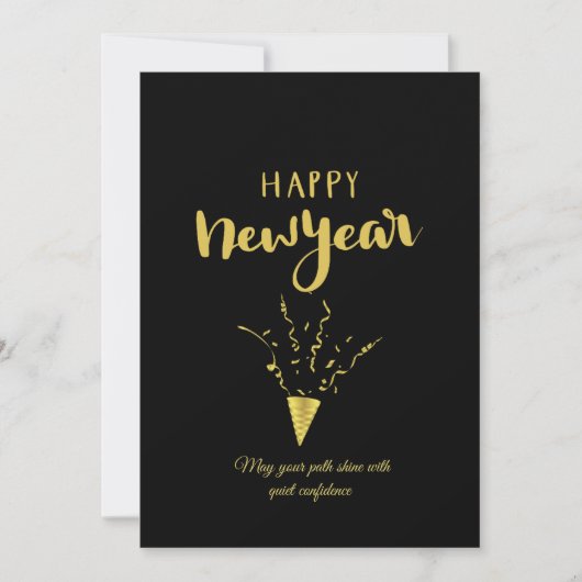Golden Happy New Year Celebration Card Feestdagenkaart (Voorkant)
