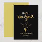 Golden Happy New Year Celebration Card Feestdagenkaart (Voorkant / Achterkant)