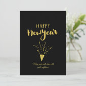 Golden Happy New Year Celebration Card Feestdagenkaart (Staand voorkant)