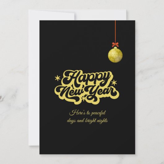 Golden Happy New Year Festive Card Feestdagenkaart (Voorkant)