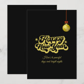 Golden Happy New Year Festive Card Feestdagenkaart (Voorkant / Achterkant)