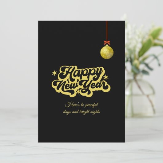 Golden Happy New Year Festive Card Feestdagenkaart (Staand voorkant)