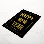 Golden Happy New Year-fotokaart op zwart Folie Feestdagenkaart (Gedraaid)