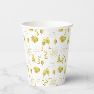 Golden Happy New Year Pattern Papieren Bekers