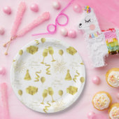Golden Happy New Year Pattern Papieren Bordje (Feest)
