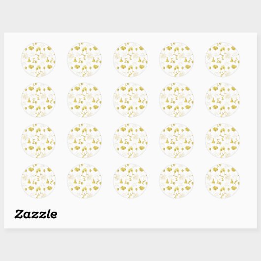 Golden Happy New Year Pattern Ronde Sticker (Vel)
