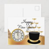 Golden Happy New Year  Postcard Briefkaart (Voorkant / Achterkant)
