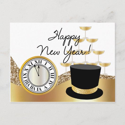 Golden Happy New Year  Postcard Briefkaart (Voorkant)