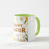 Golden Happy Pasen met witte konijnen Mok (Voorkant rechts)