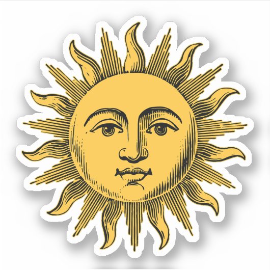 Golden Happy Sun Face Sticker (Voorkant)
