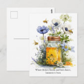Golden Harmony Honey, Flowers, and Bees Briefkaart (Voorkant / Achterkant)