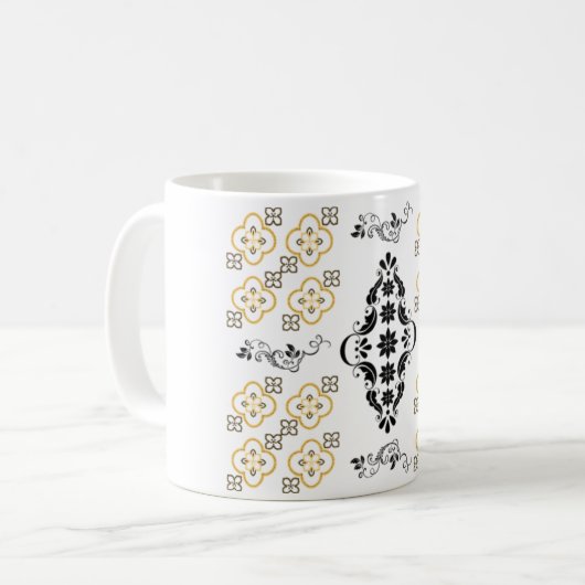 Golden Harmony - Mok Design met Arabesk Pattern (Voorkant links)
