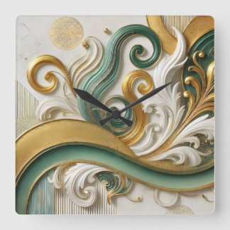 Golden Harmony Swirl – Elegante Abstracte wandklok