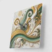 Golden Harmony Swirl – Elegante Abstracte wandklok (Hoek)