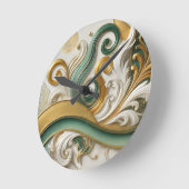 Golden Harmony Swirl – Elegante Abstracte wandklok (Hoek)