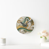 Golden Harmony Swirl – Elegante Abstracte wandklok (Huis)