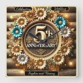 Golden Harmony: Vijfde Jubileum Vierkante Klok (Voorkant)