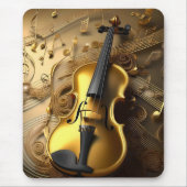 Golden Harmony:  viool op glinsterende noten Muismat (Voorkant)