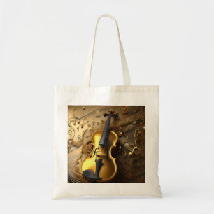 Golden Harmony:  viool op glinsterende noten Tote Bag