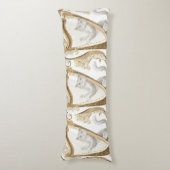 Golden Harp Cat Body Pillow – Elegant Fantasy Lichaamskussen (Voorkant Verticaal)