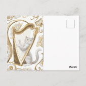 Golden Harp Cat Postcard – Elegant Fantasy Art Briefkaart (Achterkant)