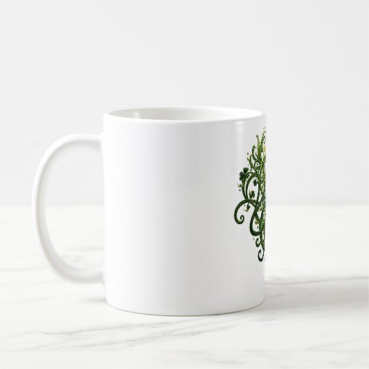 Golden Harp Green Shamrocks St. Patrick's Day Koffiemok (Links)