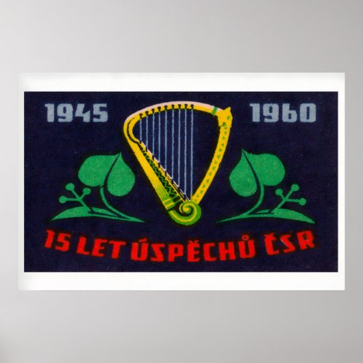 Golden Harp - Matchbox Print - Czech Wall Art (Voorkant)